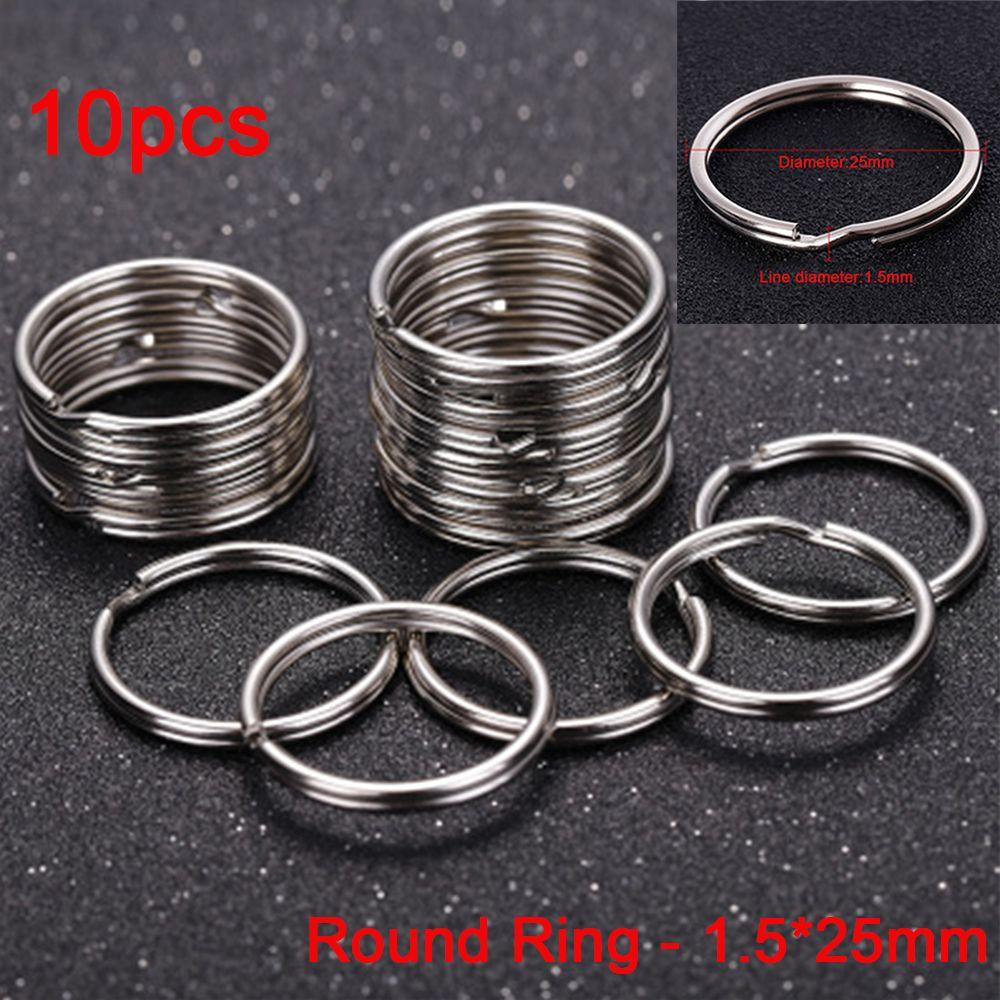 10Pcs/Pack 25/28/30/32mm Clasps Connectors Keychain Chain Loop Split Key Ring Stainless Steel