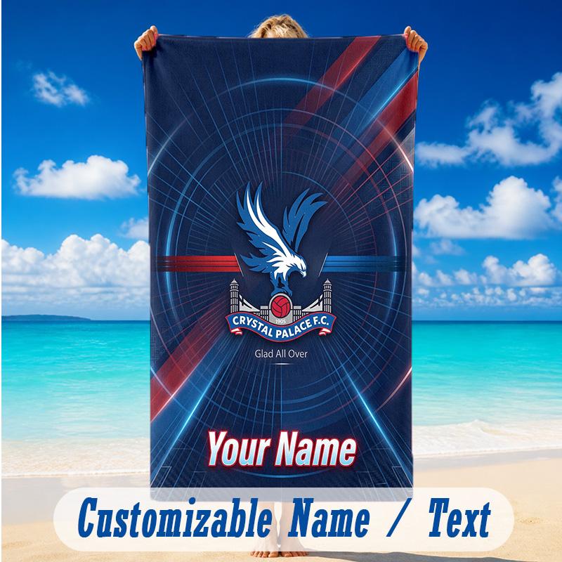Beach Towel Custom Name Text, Quick Dry Large Towel For Beach HomeCrystal Palace