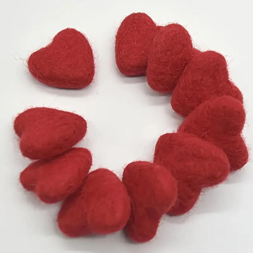 24pcs Valentine'S Day Felt Heart-Shaped Wool Balls | Suitable for Decorating Heart-Shaped Vases, Adding Decorative Wool Balls