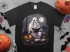 Vintage Ghost Book Reading Camping Gothic Halloween Teachers Unisex T-Shirt, Hug Halloween Shirt, Forest Gothic Halloween, Love Reading Tee