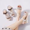 Platform sandals wedge heel high heel platform muffin shoes sandals round head rhinestone sandals