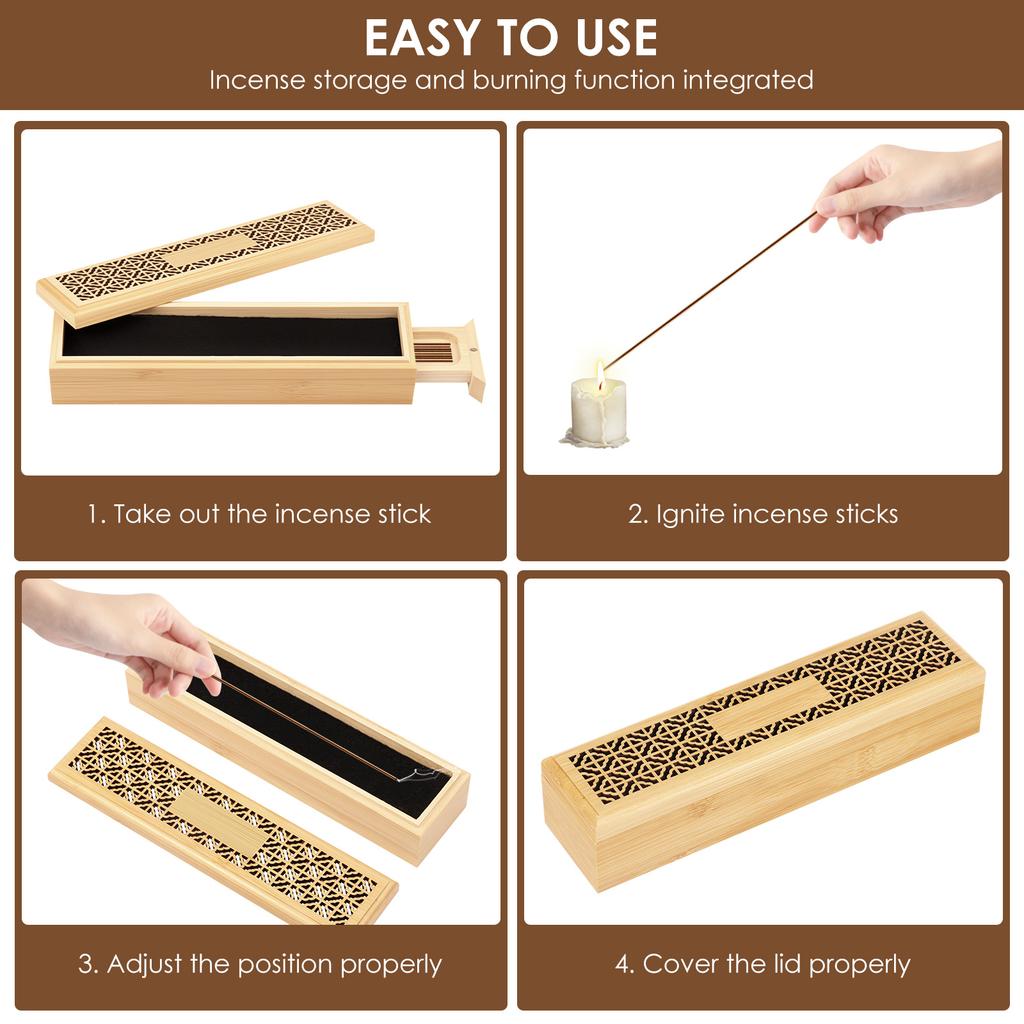 Double-layer Incense Holder Burner Retro Coffin Incense Storage Box for Sticks Ash Catcher for Meditation Yoga Spa Room Decor 7