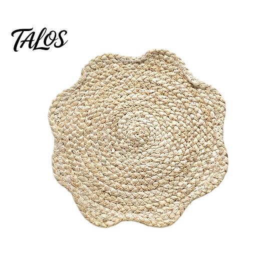 Placemat for Soup Pots Natural Corn Husk Placemat, Heat Resistant Non Slip Temperature Insulating Table Mat, Floral Design, Durable Grass Weaving