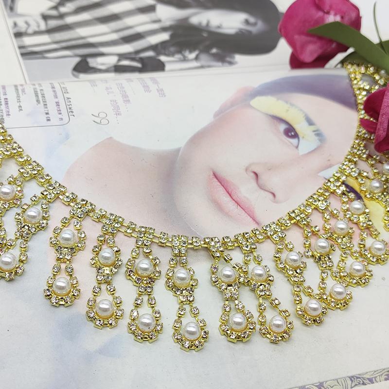 

20/40/60 см искусственный жемчуг волна стразы бахрома кристалл цепь кисточки свадебное украшение пришить одежду окантовка отделка своими руками 20cm