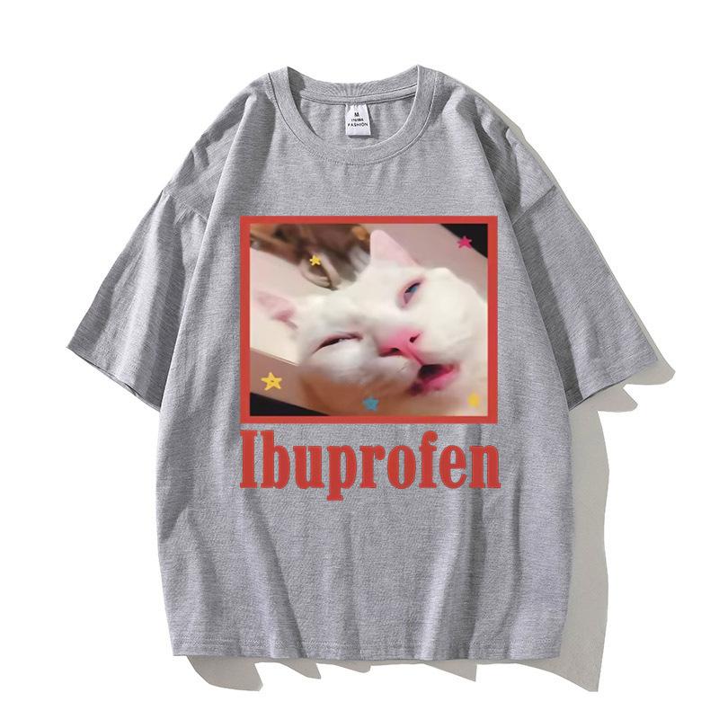 

Ibuprofen Cat Meme T shirt Cotton High Quality male Pastel Graphic Classic t shirt aesthetic Colorful Grunge Retro 80s Punk 4XL