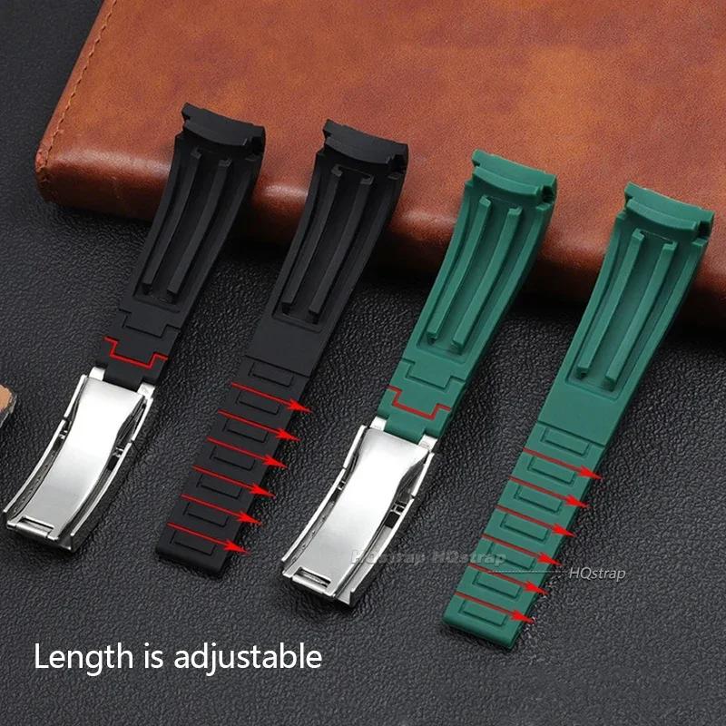 20mm 21mm 22mm Gummi-Uhrenarmband für Rolex Submariner für GMT für Daytona Silikonband Wasserdicht Gebogenes Ende Sport-Uhrenarmband