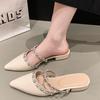 2025 New Women Shoes Heeled Slippers Pointed Toe  Low Heeled Pumps Female Fashion Designer Casual Shoes  Summer Sandals