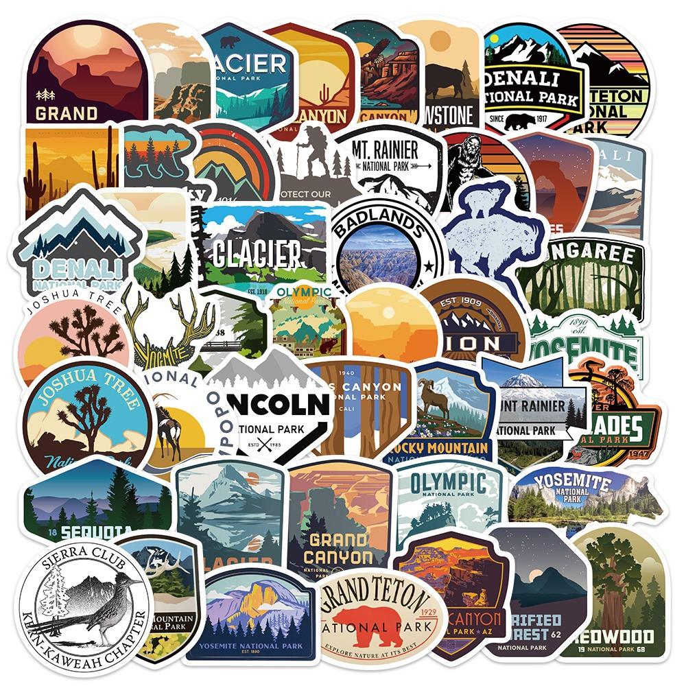 50pcs National Park Landscape Stickers Laptop Bicycle Guitar Skateboard Sticker DIY Graffiti Waterproof Decals