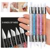 3/5/8Pcs Sculpture Dotting Pen Nail Art Silicone Brush Colorful Crystal Dual-head Carving Flower Painting Pen DIY Manicure Tools