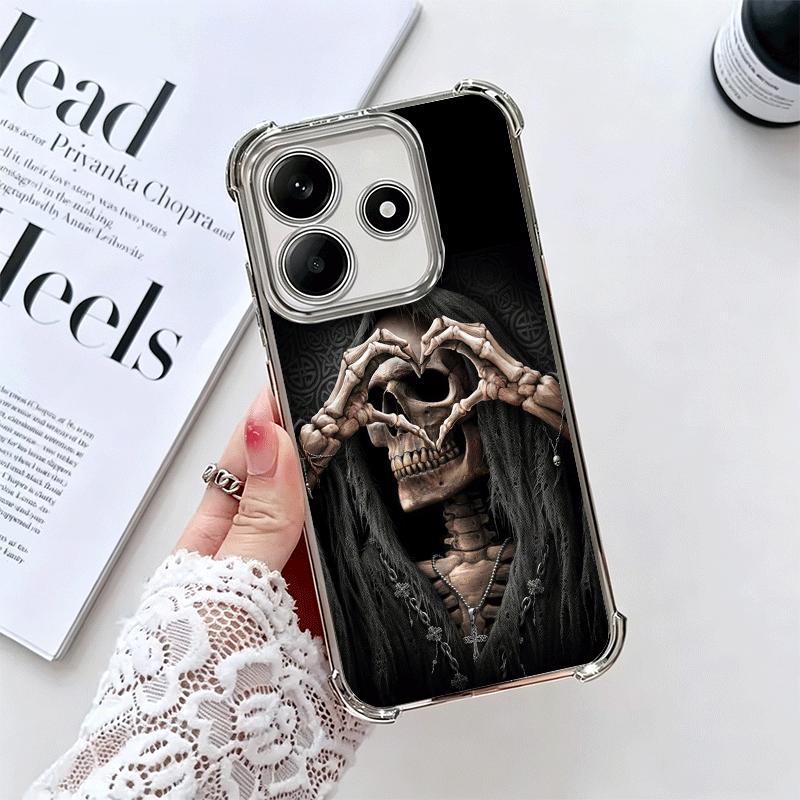 Grim Reaper Skeleton Funny Style Plating Phone Case For Xiaomi Redmi Note 14 15 Pro Plus 13 12 11 11S 11T 10 9S 9 5G Anti-Fall A