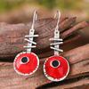 Handcrafted Round Pendant Drop Earrings with Abstract Metal Design Lightweight Dangle Jewelry for Women and Girls