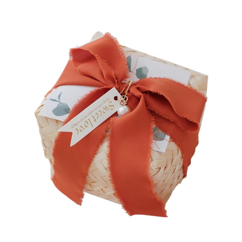 Handmade Bamboo Weaving Gift Box Bridesmaid Wedding Candy Packaging Baby Shower Favors Party Supplies Wholesale