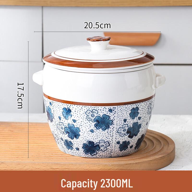 

ZISIZ Anti-Overflow Ceramic Double Boiler Stew Pot