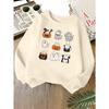 Kids Unisex Pink Crewneck Sweatshirt, Halloween Cute Cat Pumpkin Ghost Mummy Witch Print Long Sleeve, Kids Sweatshirt For Boys Girls Over 4 Years Old