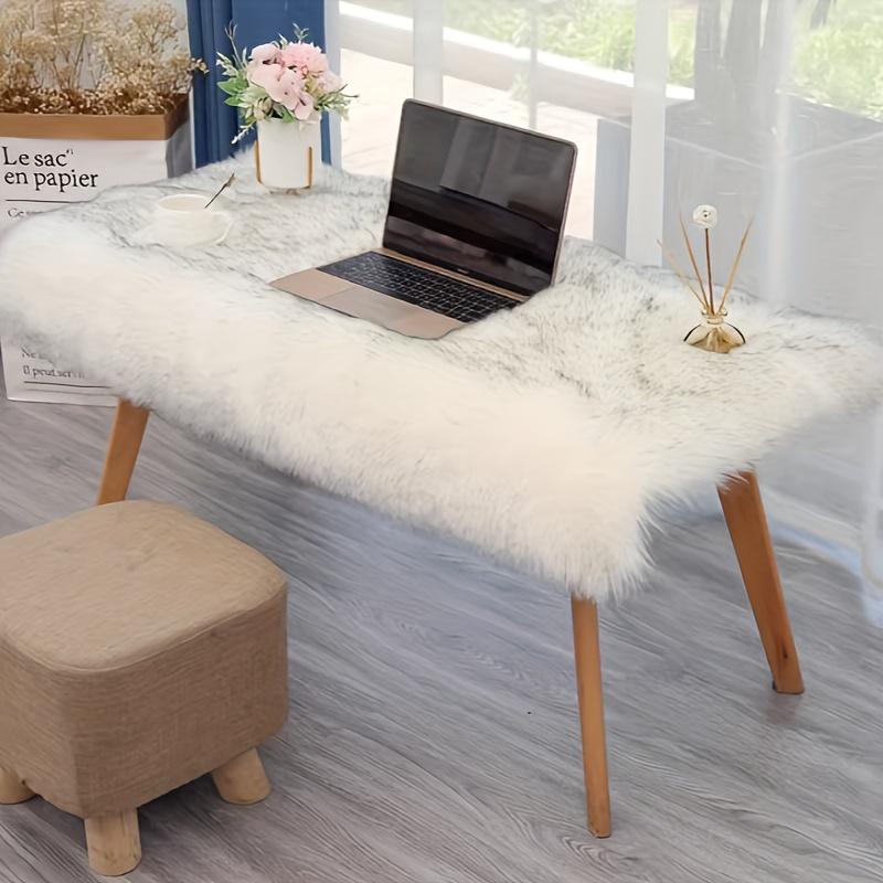 

1 шт. Плюшевый коврик из искусственной шерсти для оформления витрины бутика, Декоративный коврик с пушистой облачной текстурой для стола, столешницы, Белый нескользящий коврик-дорожка 45x100cm белый