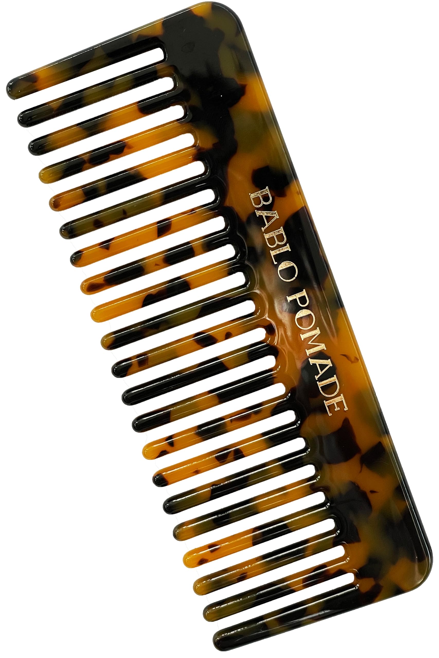 

BABLO POMADE Wide Mesh Coarse Amber Brown Comb, Men s Comb, Tooth, Tortoiseshell/Marble Pattern,