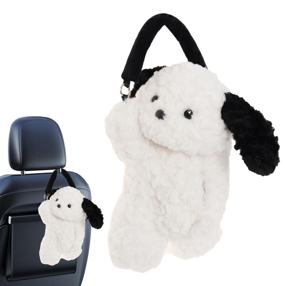 Dog Tissue Holder For Car Cartoon Napkin Organizer Dispenser Cute Tissue Box Animal Plush Paper Towel Box For Cars SUVs Trucks