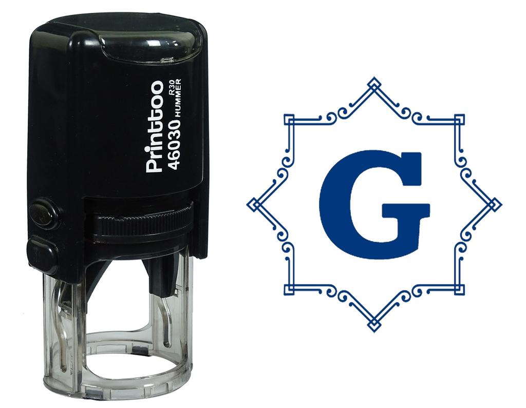 Printtoo Achteckiger Keltischer Wirbelrahmen Alphabet G Monogramm Selbstfärbender Gummi Stempel Büro