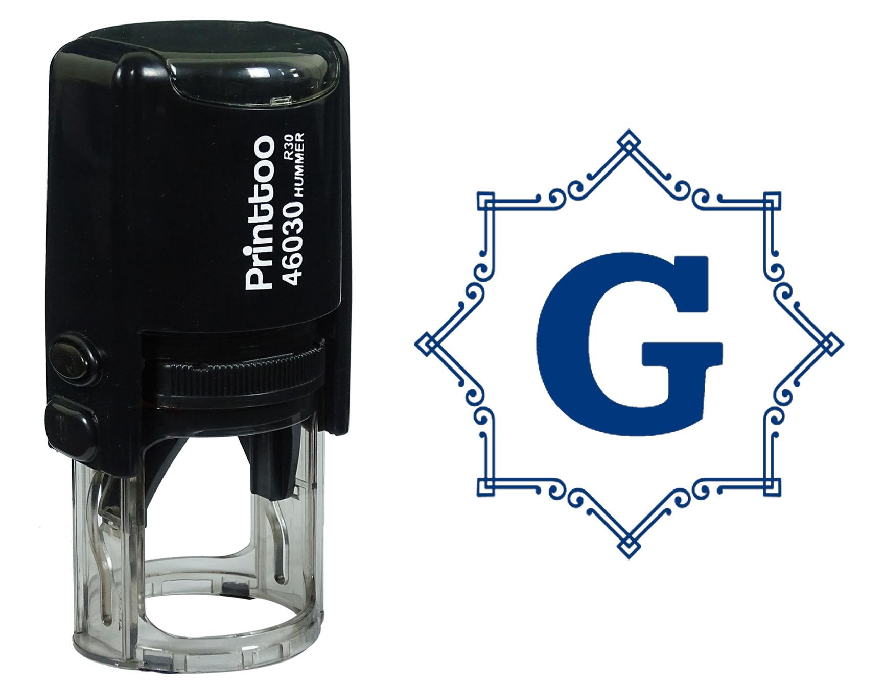 

Printtoo Восьмикутник Кельтський Вихор Рамка Алфавіт G Монограма Самонабірний Гумовий Штамп Офіс 30 mm Diameter (Approx) синій