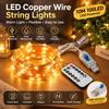 LED Copper Wire String Lights, 10m 100 LEDs, USB Powered, IP44 Waterproof
