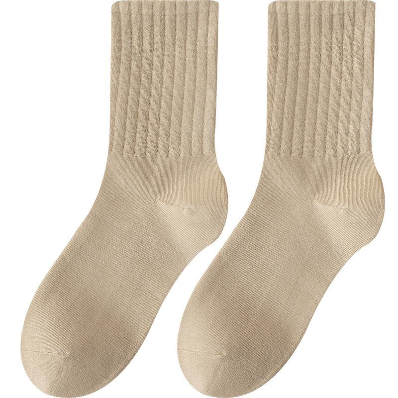 Women's Winter Cotton Socks for Warmth, Wide-mouthed Milk Tea Solid Color Women's Socks, Combed Cotton High-top Cotton Socks