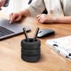 Tire Shaped Pen Holder, Creative Desk Organizer for Office and School, Black Plastic Pencil Holder with Non-Slip Base, Fun Car Tire Design for