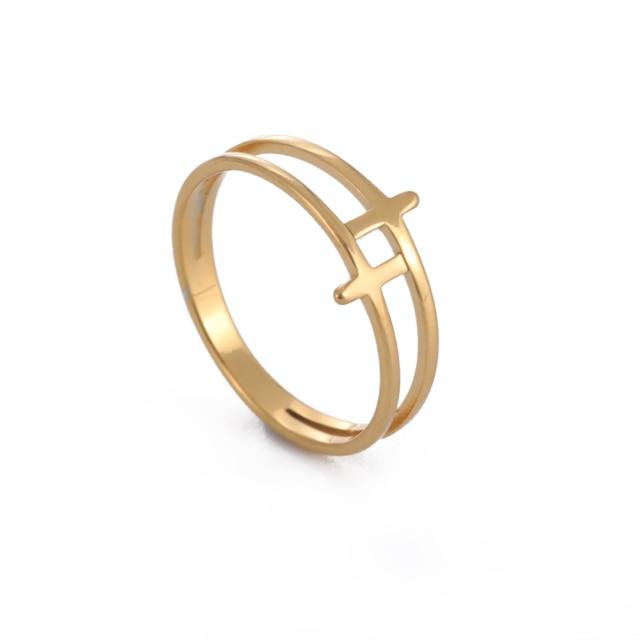 Stainless Steel Couple Rings Stylish Jewelry  Color Color Supernatural Cross Women 'S Men 'S Finger Ring Engagement Bridal Bridal Present Gift