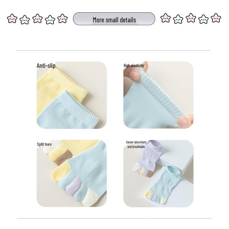 Women's Five-Toe Breathable Cotton Socks - Autumn/Winter Mid-Calf, Sweat-Absorbent, Candy Colors