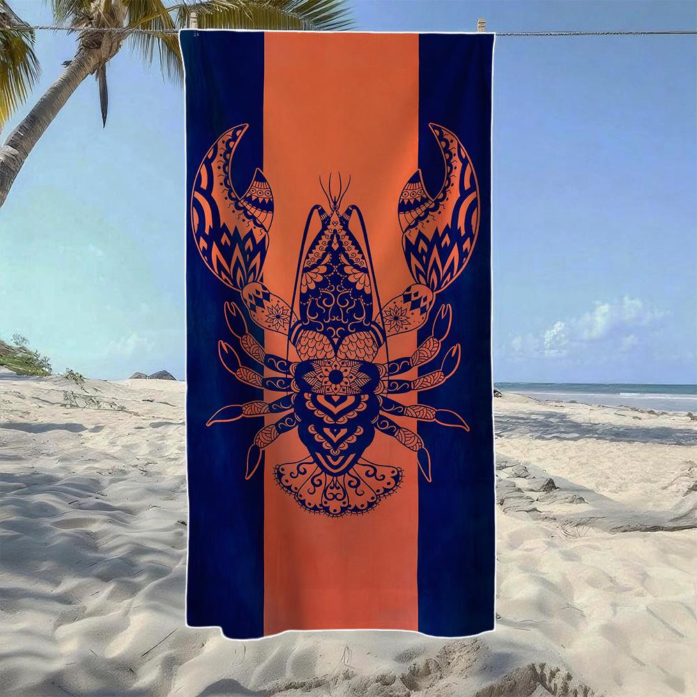 

Tropical Marine Animal Vertical Stripe Beach Towel, Soft Durable Quick-Drying, Ideal For Summer Beach, Swimming & Camping W40*H60(CM)