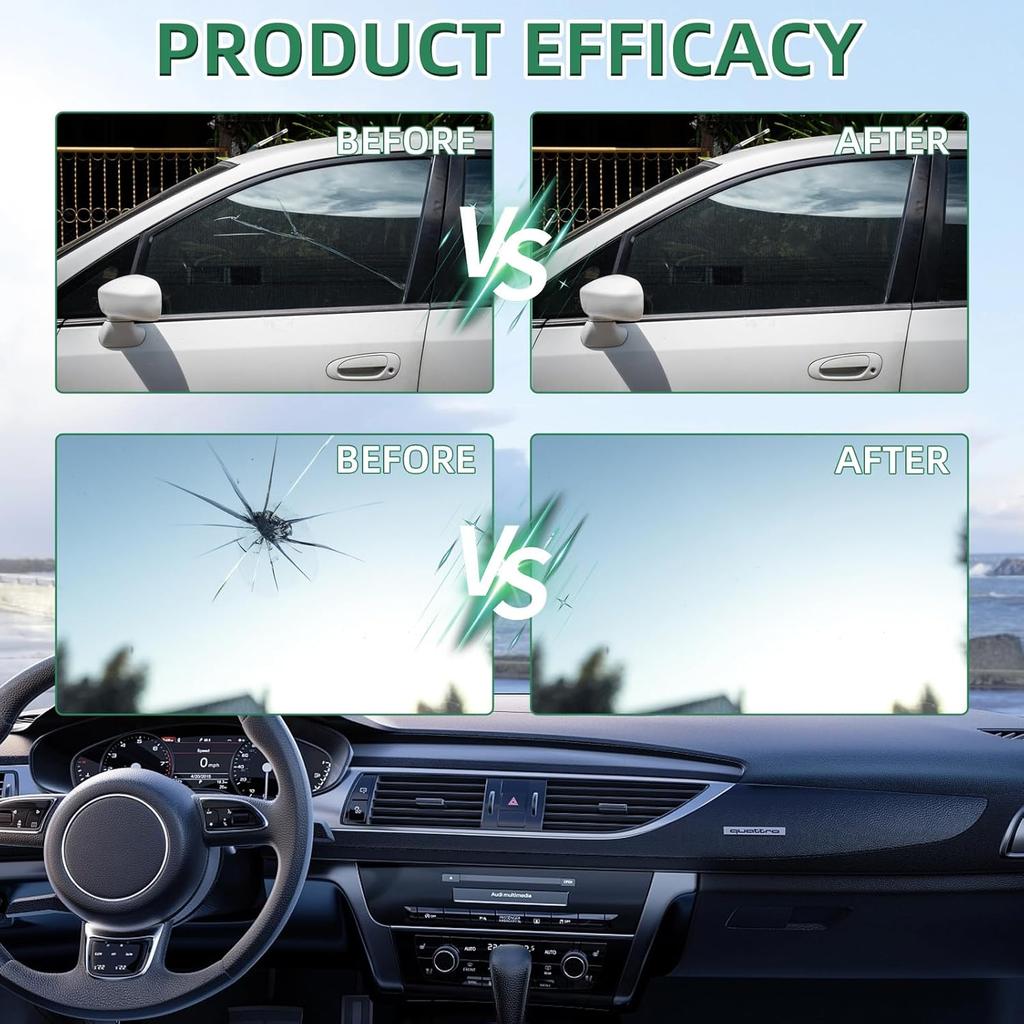 2 PCS Windshield Crack Repair Kit, Universal Cracks Gone Glass Repair Kit With Glass Crack Repair Fluid For Window & Windshield Chips & Cracks