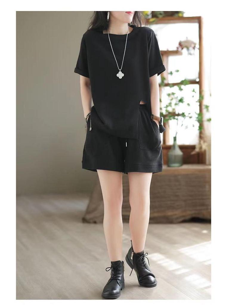 Damen Retro Freizeitshorts & T-Shirt Set - Sommer 2025 Modetrend