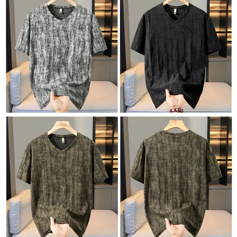 Men's Plus Size Hip Hop Tie-Dye V-Neck T-Shirt Big & Tall Oversized Street Style 5XL-12XL