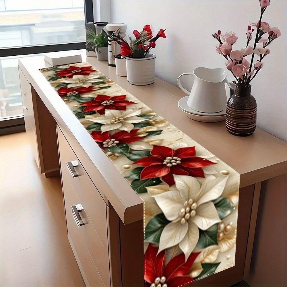 New New Year Christmas Table Runner Santa Claus Elk Christmas Tablecloth Navidad Gift Snowman Xmas Table Flag Cover Home Decor