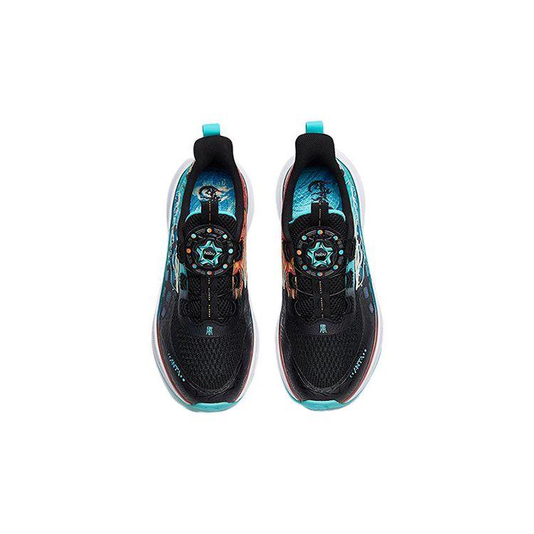 Anta Kids Wind Chaser 4 Comfortable Shock Absorbing Durable Breathable Low Top Running Shoes Kids Running Shoes Black Green 312225516R-1