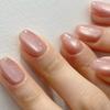 Rose Red Cat Eye Almond Press On Nails 24Pcs Glossy Stick On False Nails Simple DIY Manicure Patches For Women