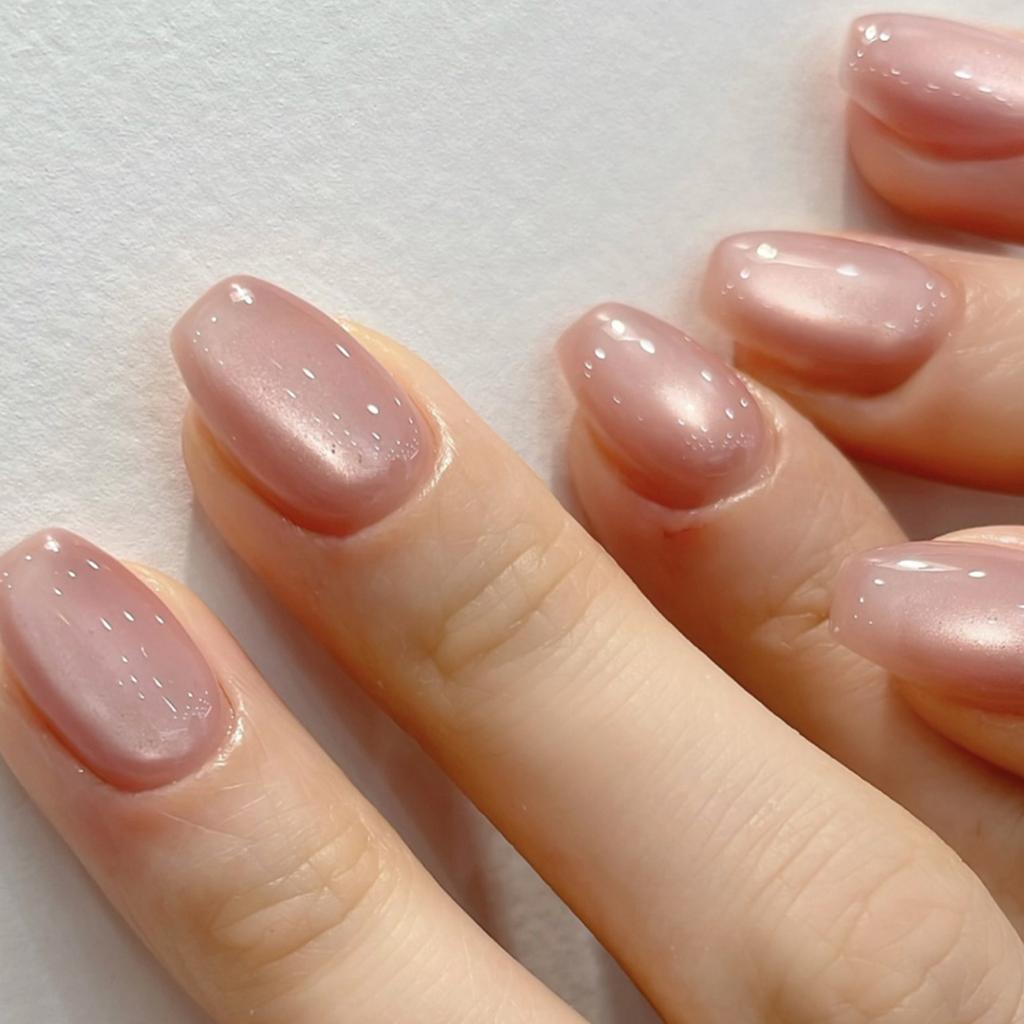 Rose Red Cat Eye Almond Press On Nails 24Pcs Glossy Stick On False Nails Simple DIY Manicure Patches For Women