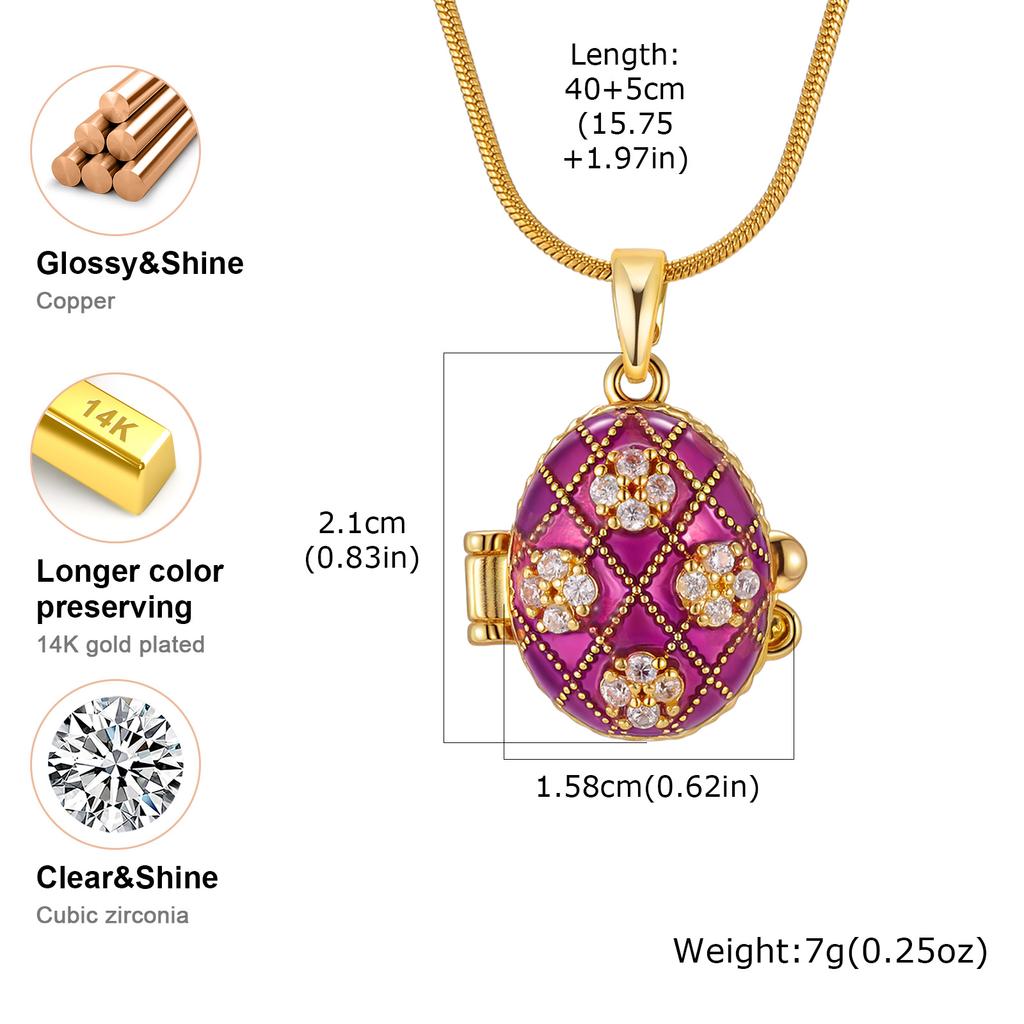 Vintage Enamel Colorful Easter Egg Pendant Necklace Eggshell Locket Openable Charm Necklace Fashion Jewelry Party Gift for Women
