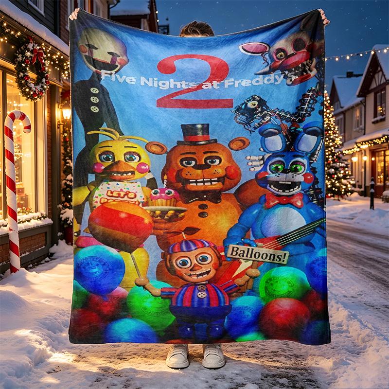 Five Nights At Freddy's Pattern Blanket for Home Decoration, Bed, Sofa, Car Travel, Camping, Suitable for All Seasons, Birthday Christmas Gift