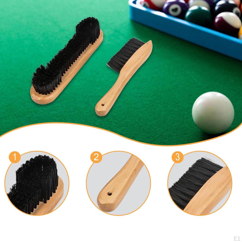 2 Pieces Pool Table Brush Set Accessories Comfortable Grip Wooden Handles Felt Cleaner