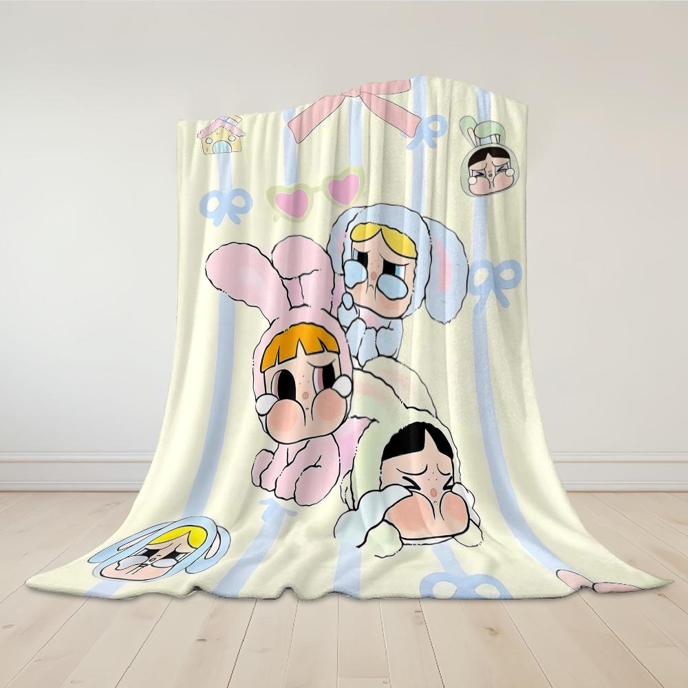Bunny Crew Flannel Blanket Warm Soft Halloween Christmas Couch Warm Cozy Decorative Decor Gift for All Season