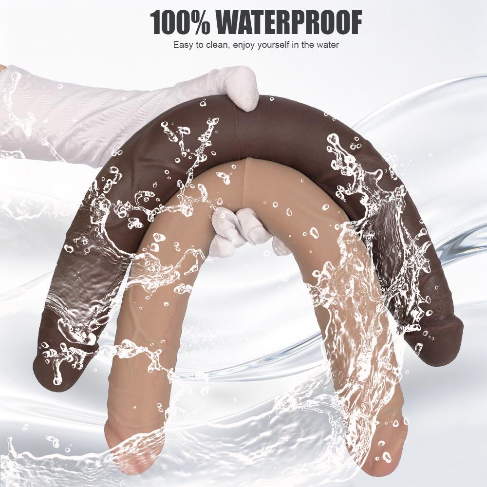 Double-Ended Dildo Silicone Realistic Vibrating Anal G-spot Toy for Women Gay Couples