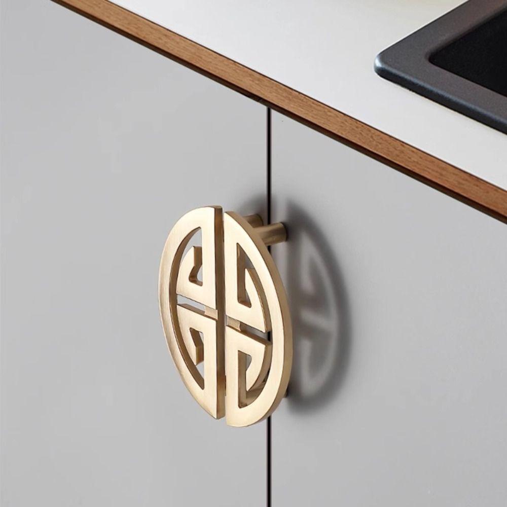 Durable Brushed Finish Cabinet Door Handle Gold Chinese Style Wardrobe Door Handle Lengthened Cabinet Door Knob Cupboard