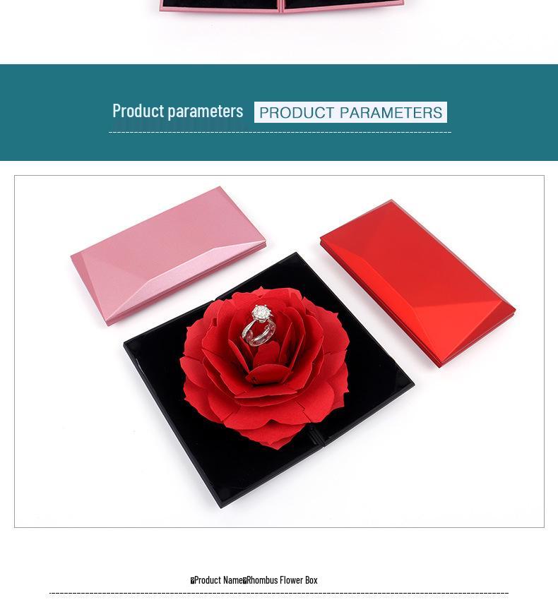 Scatola Portagioie Creativa a Forma di Fiore di Rosa Rotante per Anelli e Collane - Regalo di San Valentino.