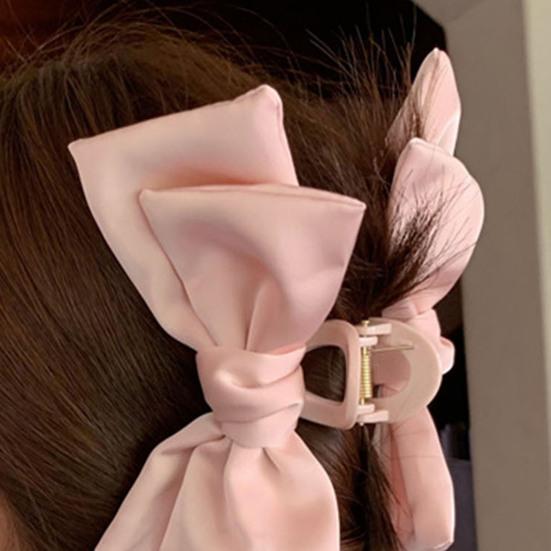 Damen Haarspange Satin-Schleife Decor Anti-Rutsch-Design Haarklammer Hinterkopf Haiklammer Urlaubsreise Strand Haarschmuck