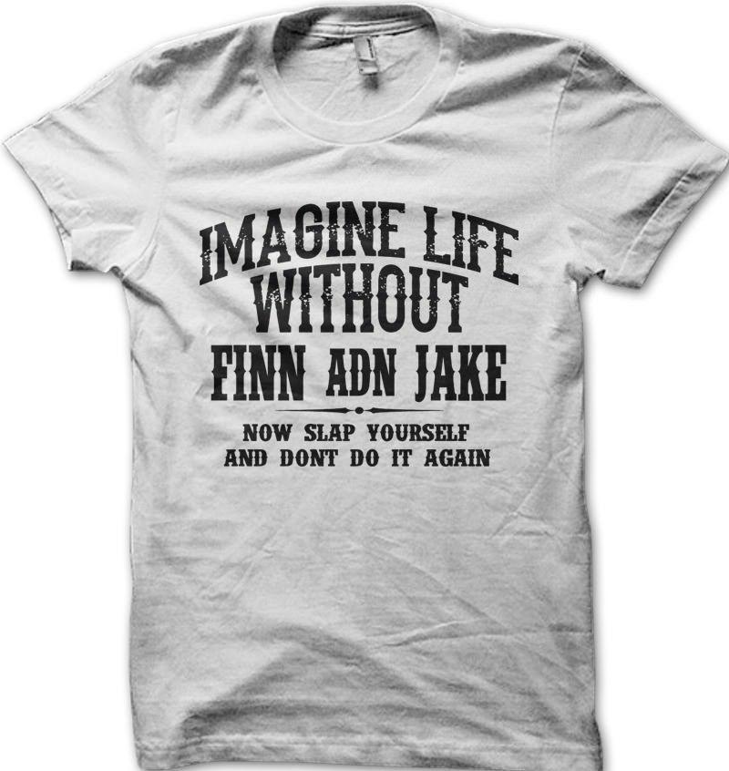 Adventure Time FINN and JAKE inspired white printed t-shirt 9938 S