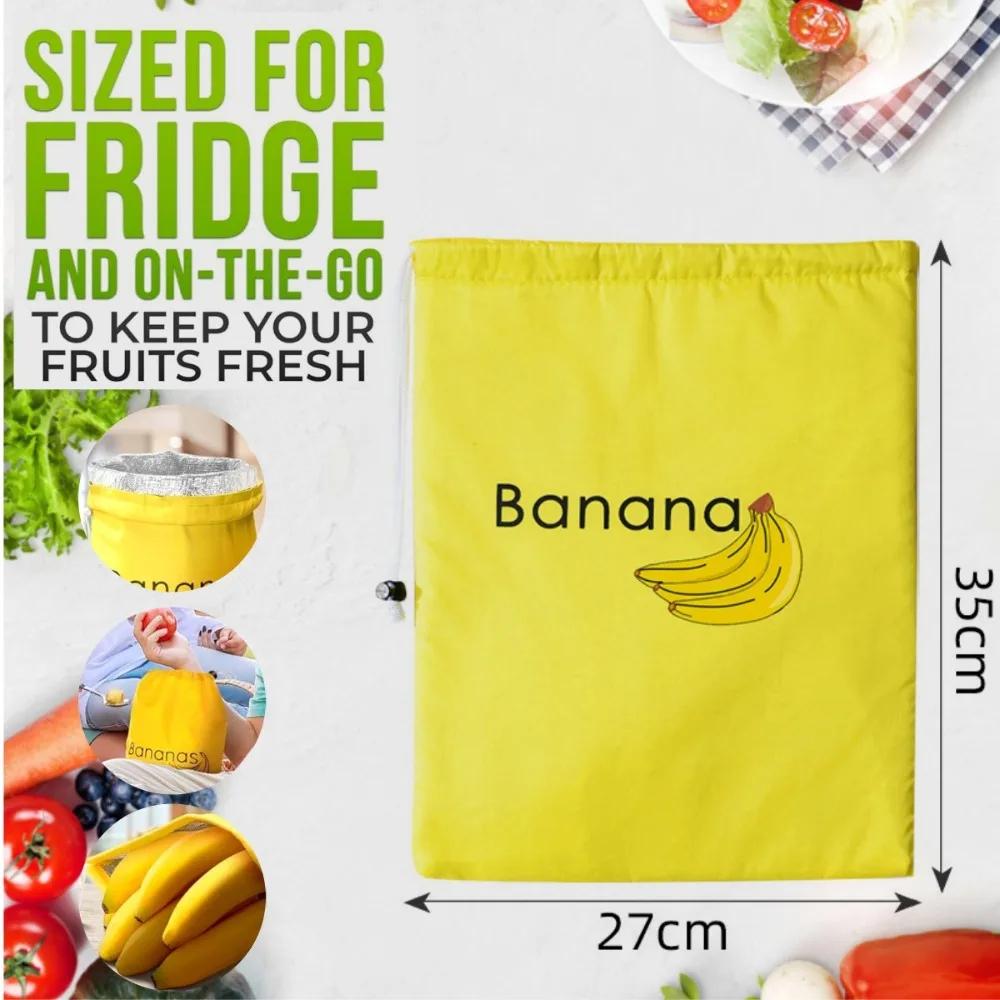 1-9Pcs Durable Yellow Banana Storage Bags Insulated Fruit Vegetable Fresh-keep Bundle Pocket Drawstring Banana Preserve Bag