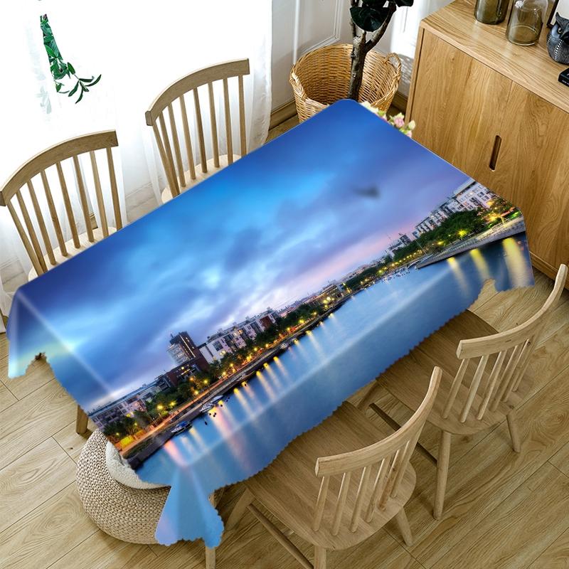 Seascape World Pattern Sea Playground Tablecloth Thicken Cotton Rectangular Round Table Cloth For Wedding Picnic Party