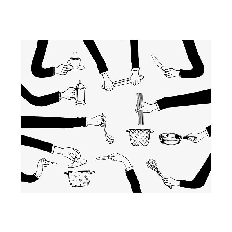 

Ручная роспись на холсте, постер с принтом в стиле минимализм, настенное искусство, забавная черно-белая картина для кухни, столовой, домашний декор, Cuadros 21x30cm No Framed