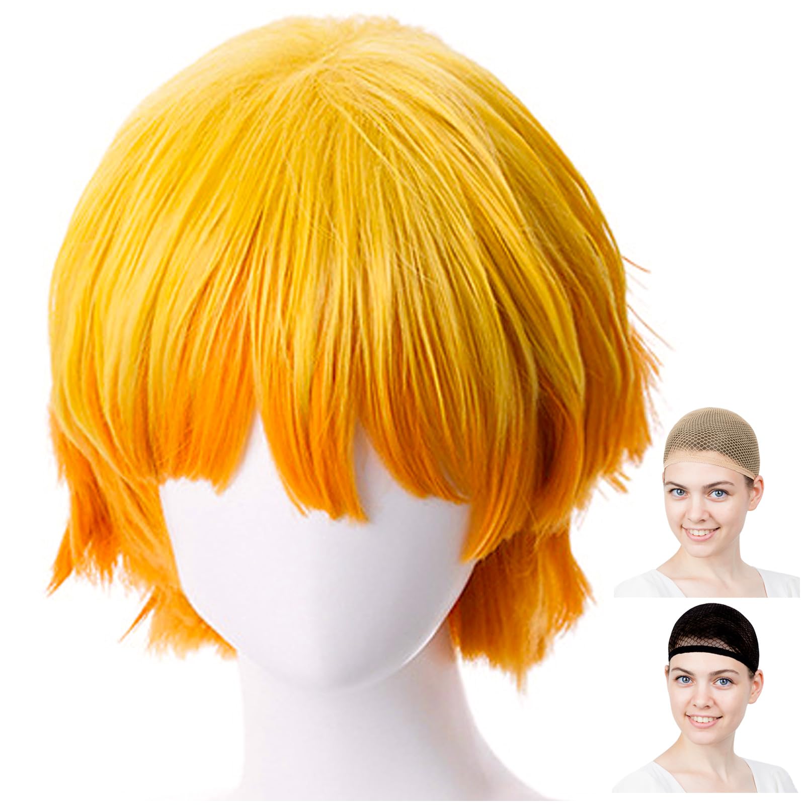 

Парик для косплея CaseEden, Премиум короткий мужской парик-грибок, Термостойкий, Желтый/Оранжевый, WIG6206