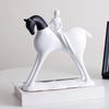 Abstract Man Black White Horse Figurine Modern Minimalist Artistic Horse Statue Resin Sculpture Home Office Desktop Decoration Ornament